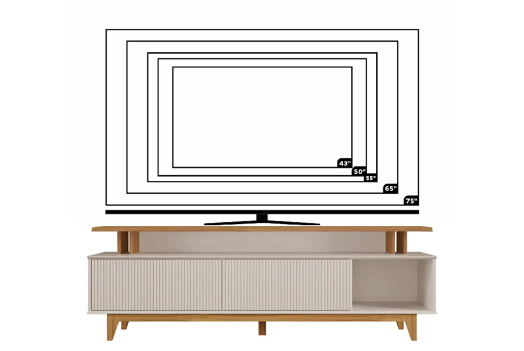 MB. NT1385/275 TV STAND NT 1385 MADE IN MDP OFF WHITE TX / FREIJO TREND NOTAVEL