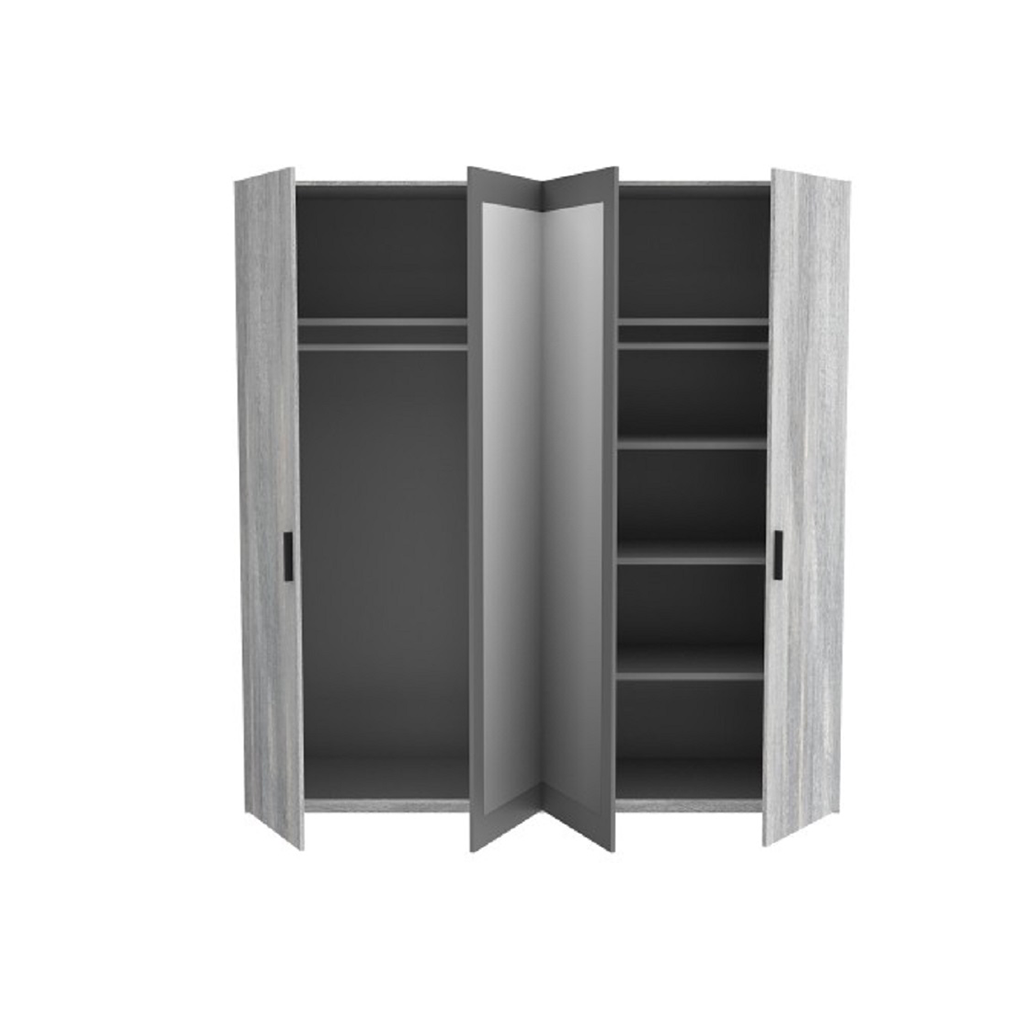 COMMODE 3 TIRROIRS + LIT 140X190CM + CHEVET-ARMOIRE 2PORTES COULISSANTES. LEONARD 140 EUROP