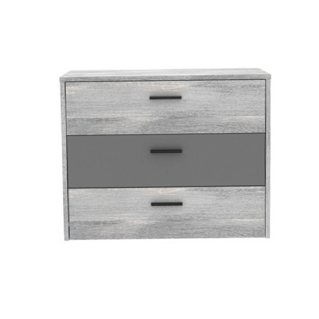 COMMODE 3 TIRROIRS + LIT 140X190CM + CHEVET-ARMOIRE 2PORTES COULISSANTES. LEONARD 140 EUROP