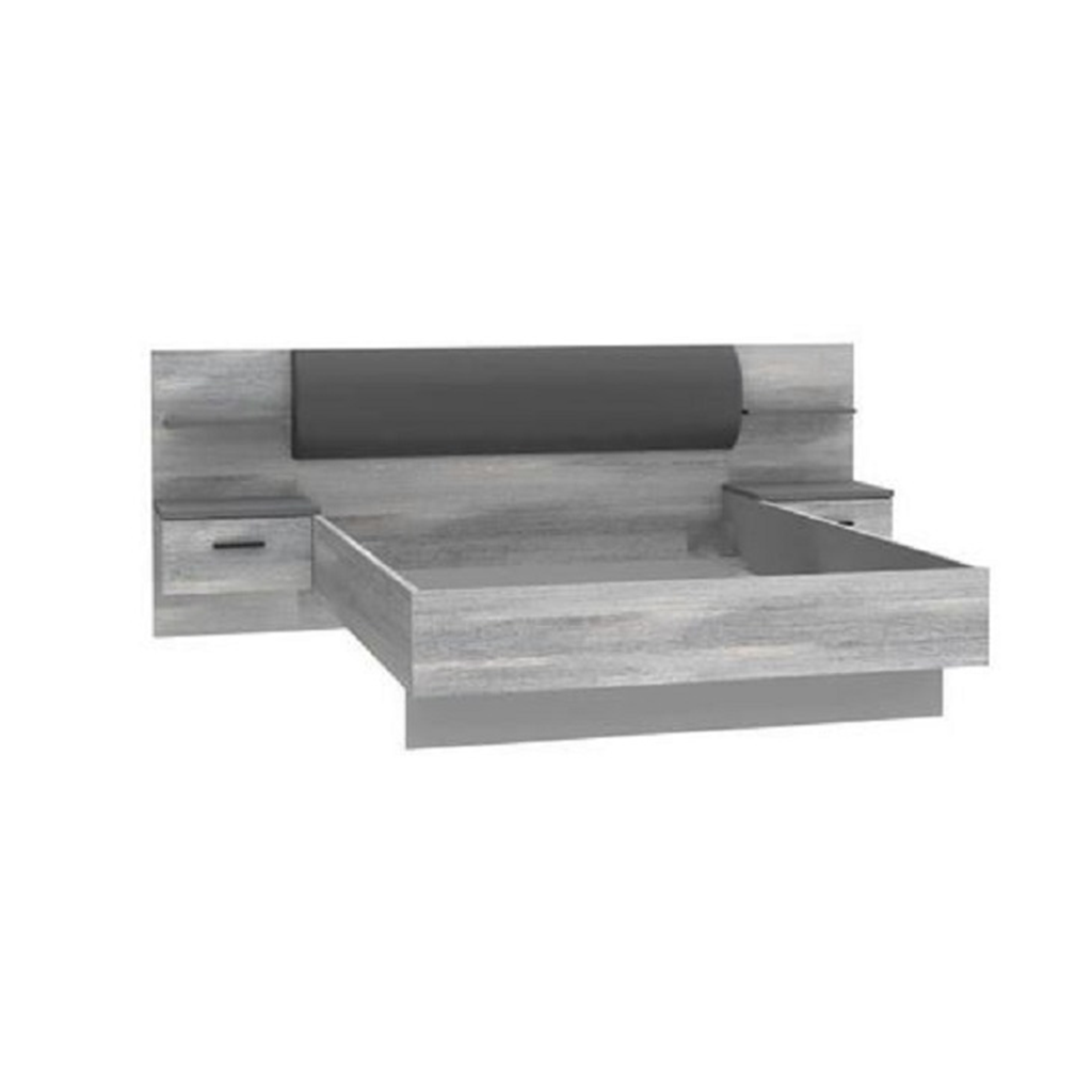 COMMODE 3 TIRROIRS + LIT 140X190CM + CHEVET-ARMOIRE 2PORTES COULISSANTES. LEONARD 140 EUROP