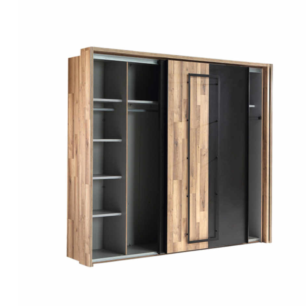 COMMODE DOUBLE TIRROIR + LIT 160X200 + 2 CHEVETS-ARMOIRE 2PORTES COULISSANTES. SIRIUS CROWN EUROP