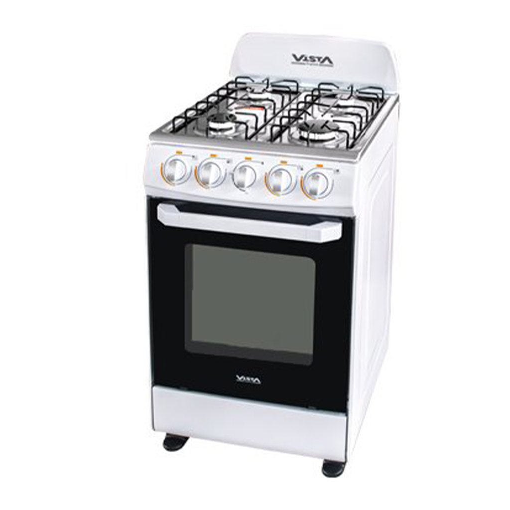 EL. CUISINIERE A GAZ 4F 50X50 - FOUR A GAZ 60L- BLANC/NOIR VISTA. VGF4022G