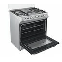 EL. CUISINIERE A GAZ 4F+1 ELECTRIQUE- 90X60- FOUR A GAZ 120L- ROTISSERIE-LAMPE-INOX VISTA. VGEF5024XGRL