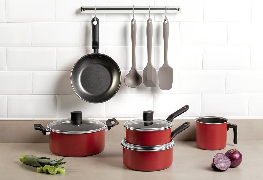 GARLIC LINE-ALUMINUM 5PCES COOKWARE SET RED. 7001/104 BRINOX