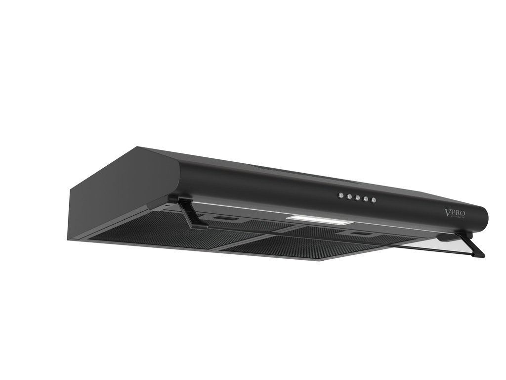 VPHTE60BK HOTTE ASPIRANTE 60CM NOIR - 3 VITESSES - PUISSANCE 200M3/H - ECLAIRAGE LED -FILTRE CHARBON + MAILLE - 80W BRAND VPRO FRANCE