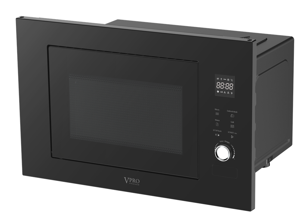 VPMOI252GBK MICRO ONDE ENCASTRABLE 25L - TOUCHE TACTILE - GRILL - NOIR - 850W/1000W BRAND VPRO FRANCE