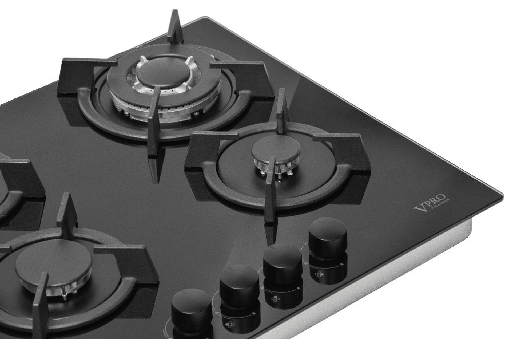 VPPCG6040GBK PLAQUE DE CUISSON ENCASTRABLE/A POSER - 04 FEUX - BLACK GLASS BRAND VPRO FRANCE