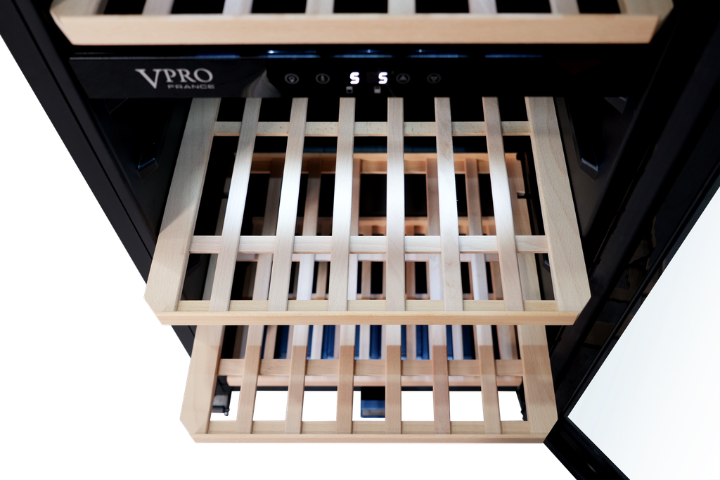 VPRDV210CBK CAVE A VIN 96 BOUTEILLES (204L) - DUAL ZONE - ETAGERES EN BOIS -NOIR BRAND VPRO FRANCE
