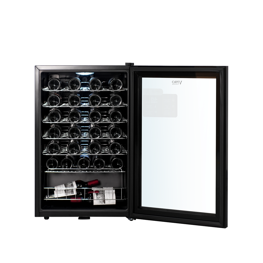 VPRDV130CBK CAVE A VIN 48 BOUTEILLES (128L) - ETAGERES EN CHROME -NOIR BRAND VPRO FRANCE