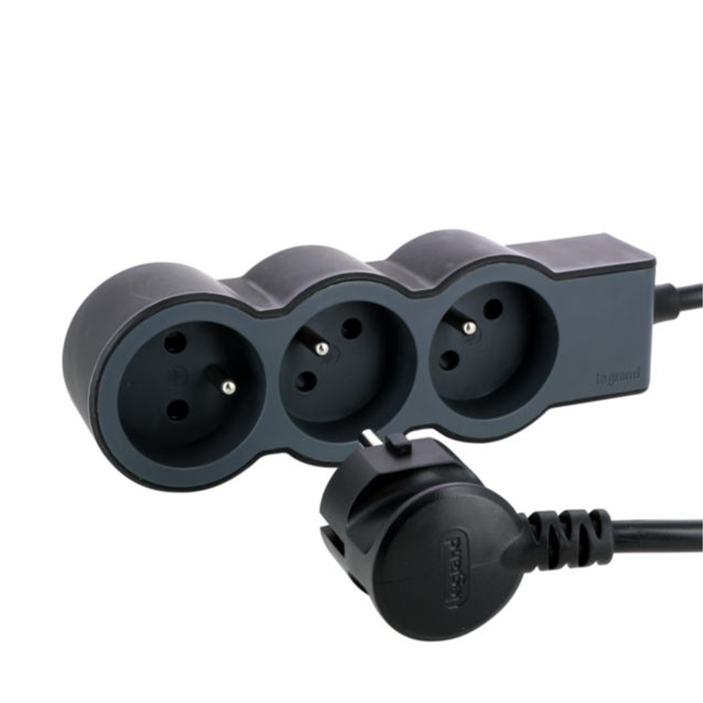 EL. 049472 RALLONGE MULTIPRISE A PUIT 1,5m EXTRA PLATE 3X2P+T 230V 3500W 16A NOIR GRIS FONCE LE GRAND