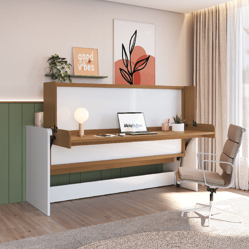 MB. FHSO-388 FIRST - LIT SIMPLE / BUREAU AVEC COFFRE, PRISE DE LECTURE ET PORTS USB-C AVEC VERROUILLAGE DE SÉCURITÉ, BASE DE LIT RÉVERSIBLE DE COULEUR POUVANT ÊTRE UTILISÉE COMME TABLEAU PRIMAVERA 