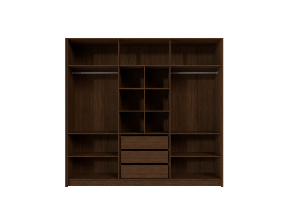 MB. VEN16-163 VENEZA - ARMOIRE À 6 PORTES AVEC 6 PORTES EN VERRE FUMÉ ET 3 TIROIRS (SANS MIROIR NI PIEDS) PRIMAVERA 