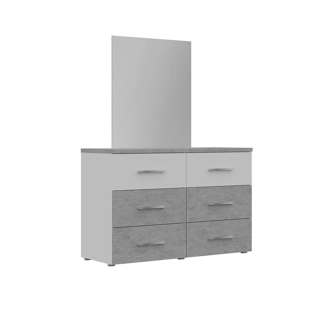 MB. VEN2999 HENRY - ENSEMBLE CHAMBRE À COUCHER KING SIZE POUR MATELAS 180X200 (NON INCLUS) + COMMODE À 6 TIROIRS AVEC MIROIR + TABLES DE CHEVET PRIMAVERA 