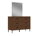 MB. ROM1999E ROME - ENSEMBLE CHAMBRE À COUCHER KING SIZE POUR MATELAS 180X200 (NON INCLUS) + COMMODE À 6 TIROIRS AVEC MIROIR + 2 TABLES DE CHEVET PRIMAVERA 