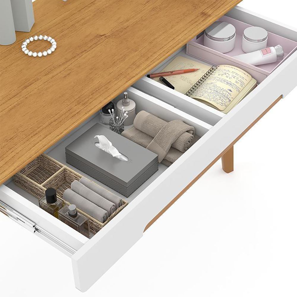 PENTEADEIRA TIFANNY LED LAQUEADO OFF WHITE/ FREIJO/ ECO WOOD MATIC. 51565