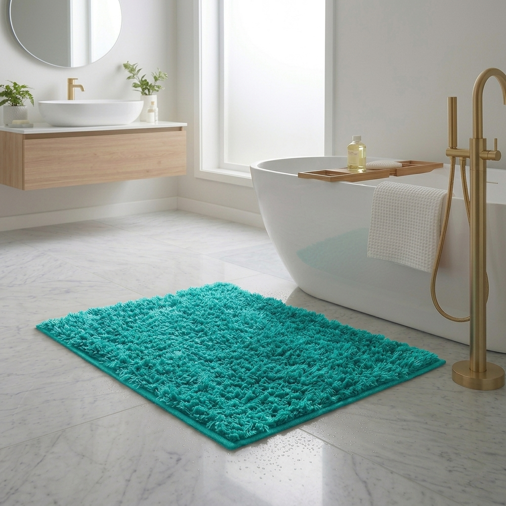 LM. BLEND CHENILLE MAT ITEM:8M0087 COL 11:TURQUOISE 43X60