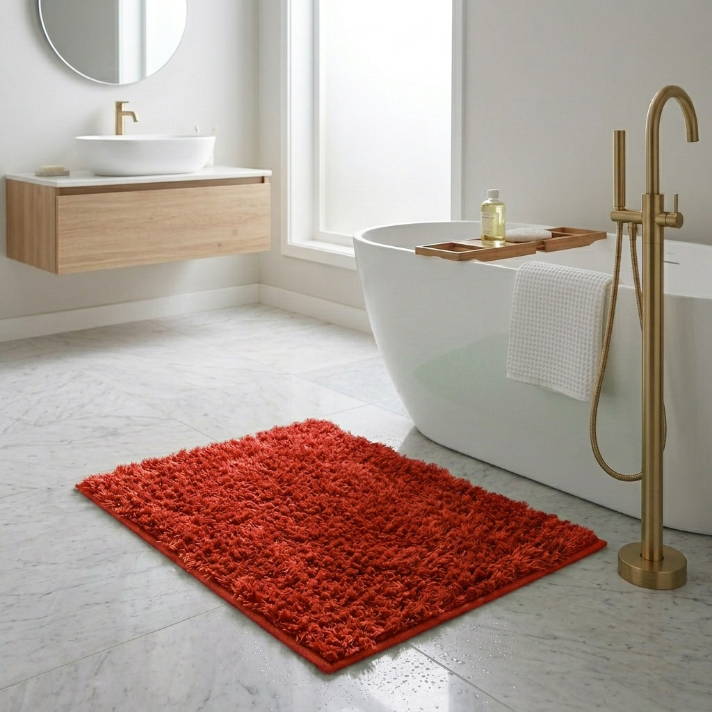 LM. BLEND CHENILLE MAT ITEM:8M0087 COL 2:RED 43X60