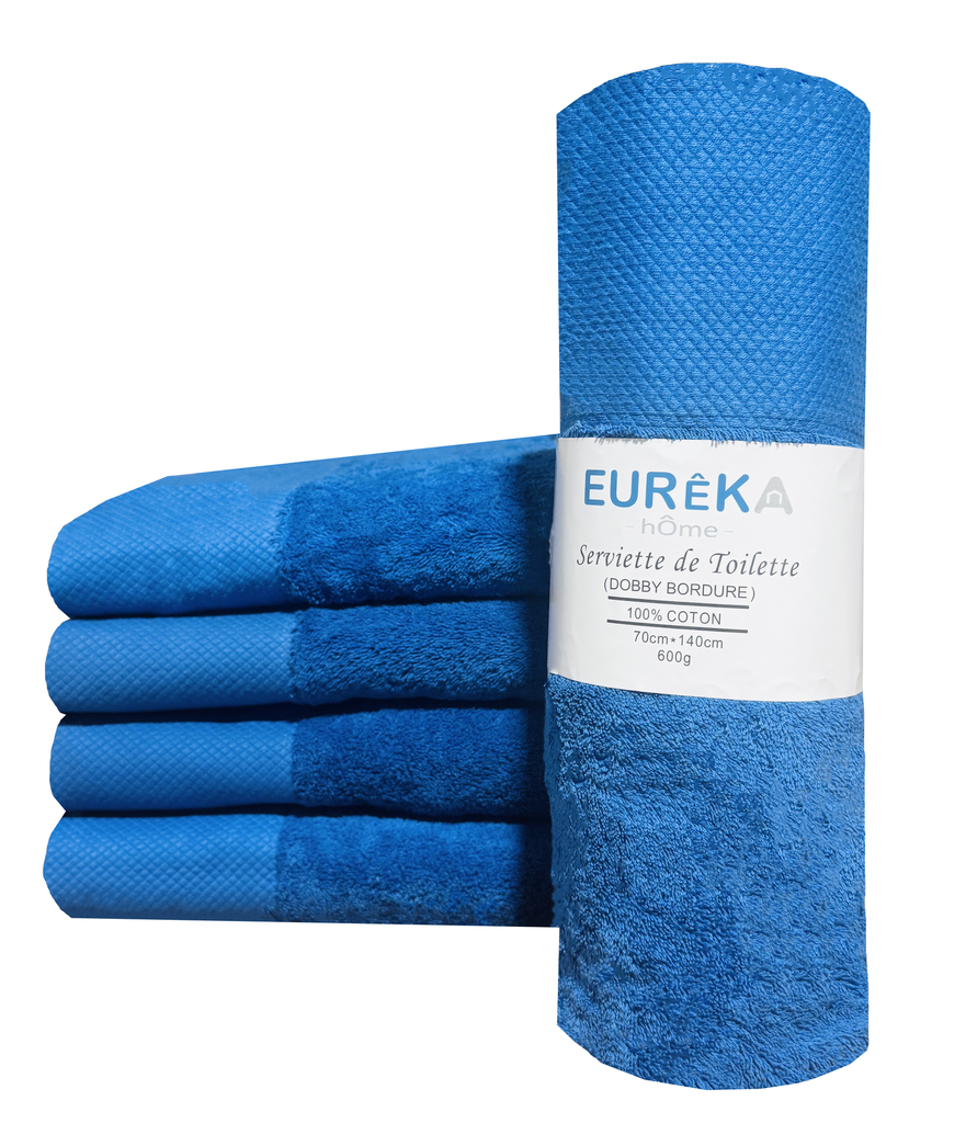 LM. BD71B Serviette avec Bordure Dobby 70X140 600GR COL:BLUE