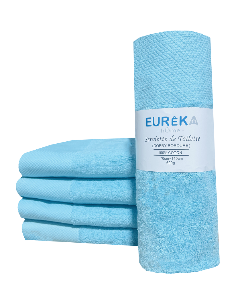 LM. BD71BC Serviette avec Bordure Dobby 70X140 600GR COL:BLEU CIEL