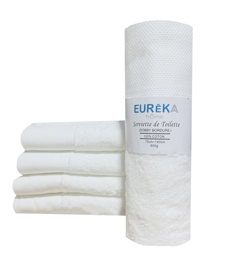 LM. BD71BL Serviette avec Bordure Dobby 70X140 600GR COL:BLANC
