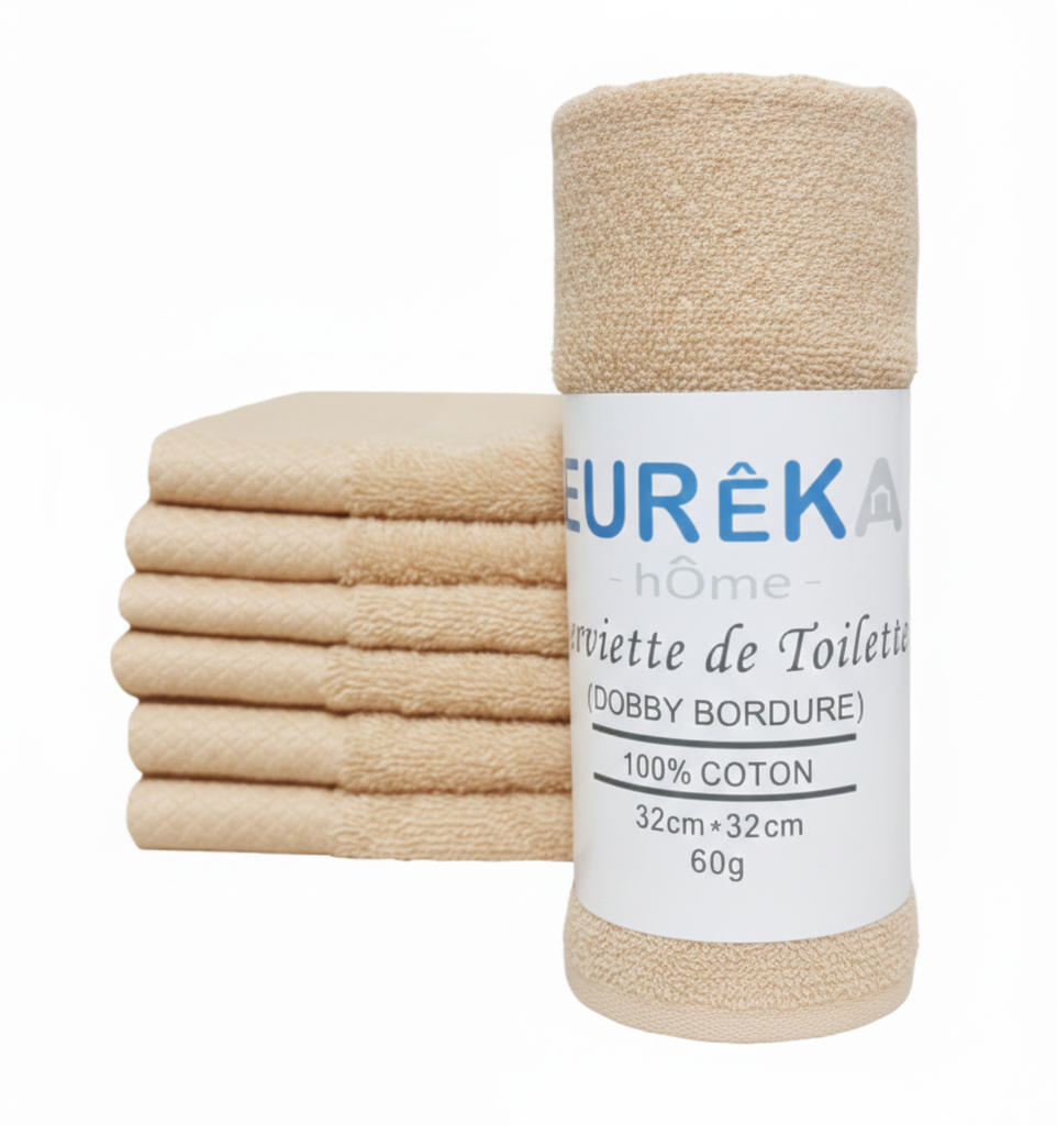 Serviette avec Bordure Dobby 32X32 60GR Col:Beige