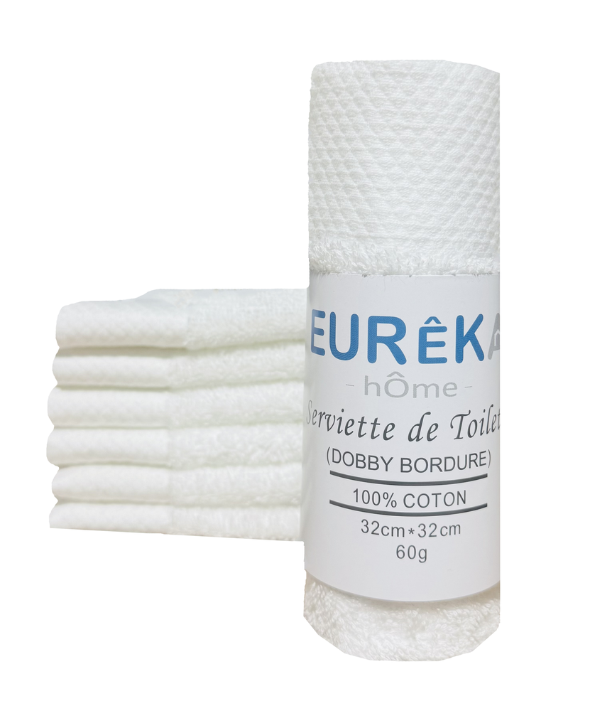 Serviette avec Bordure Dobby 32X32 60GR Col:Blanc
