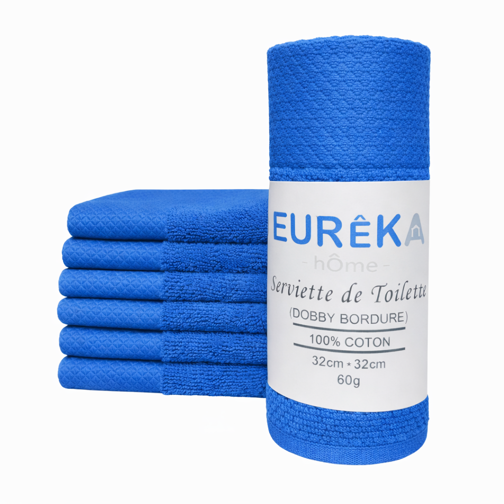 Serviette avec Bordure Dobby 32X32 60GR Col:Bleu
