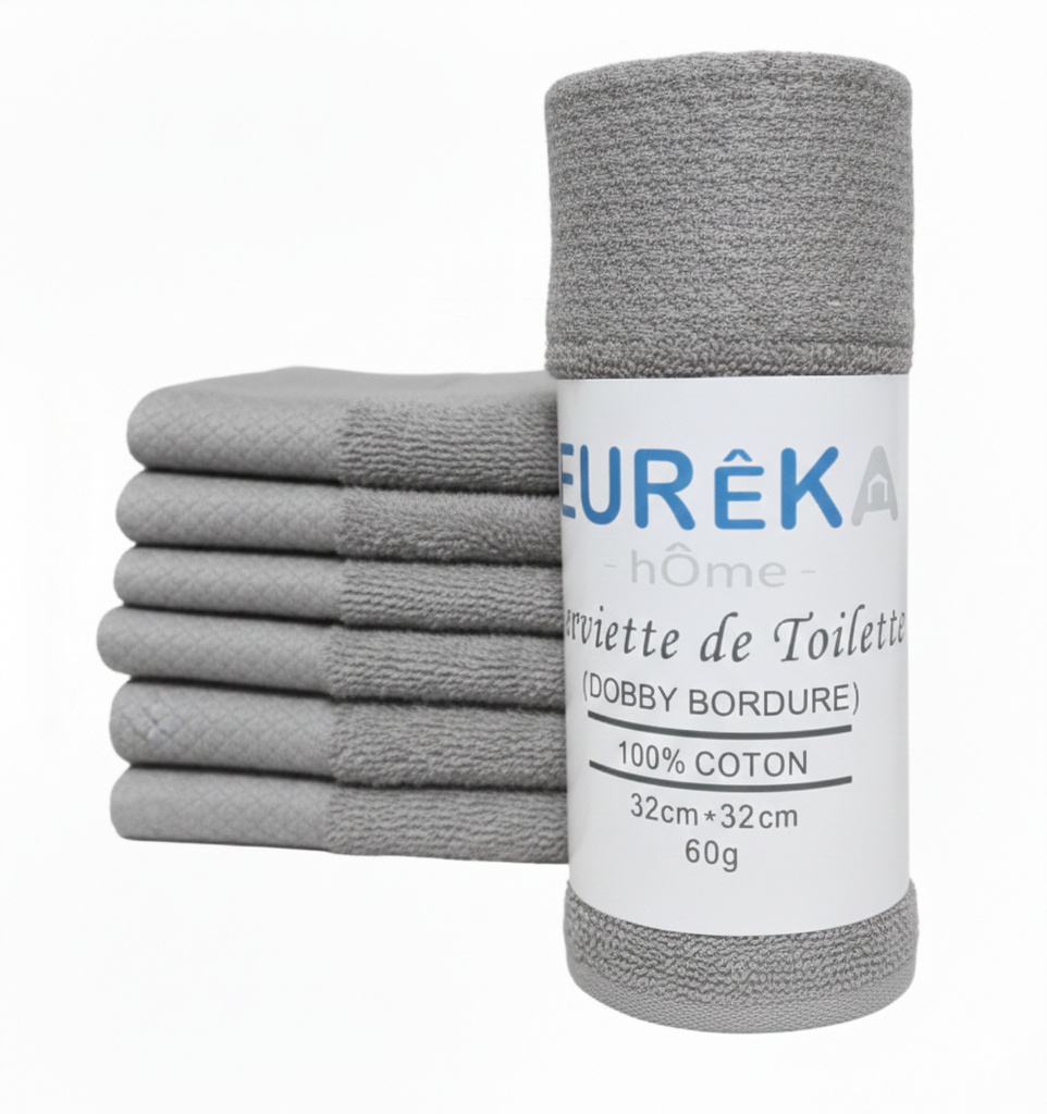 BD33GR Serviette avec Bordure Dobby 32X32 60GR Col:Gris
