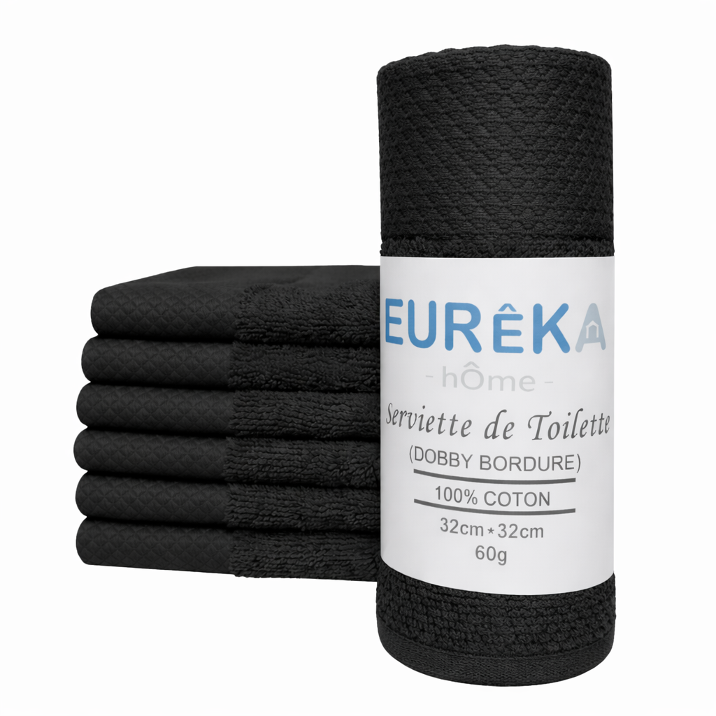 BD33N Serviette avec Bordure Dobby 32X32 60GR Col:Noir
