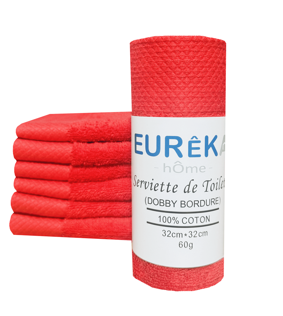 LM. BD33R Serviette avec Bordure Dobby 32X32 60GR Col: Rouge