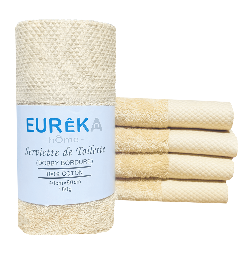 Serviette avec Bordure Dobby 40X80 180GR COL:BEIGE