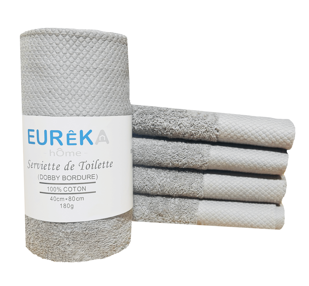 LM. BD48GR Serviette avec Bordure Dobby 40X80 180GR COL:GREY