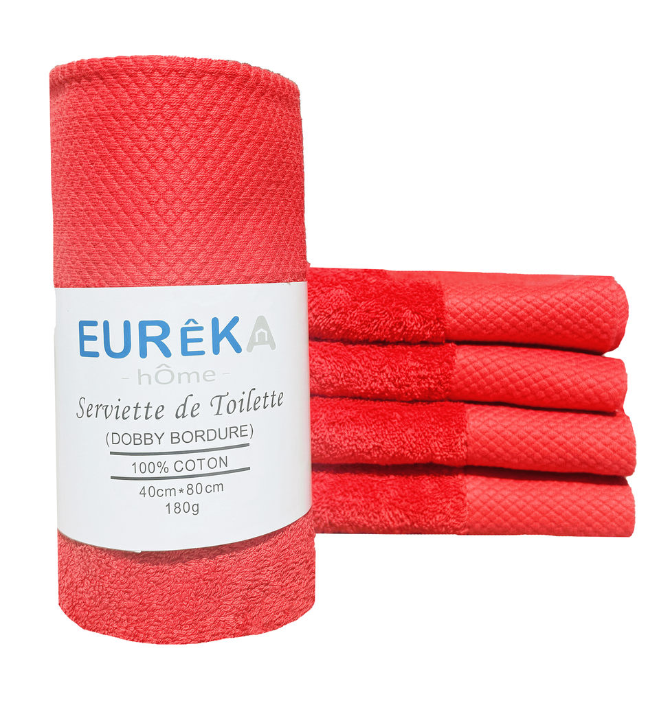 LM. BD48R Serviette avec Bordure DOBBY 40X80 180GR COL:ROUGE