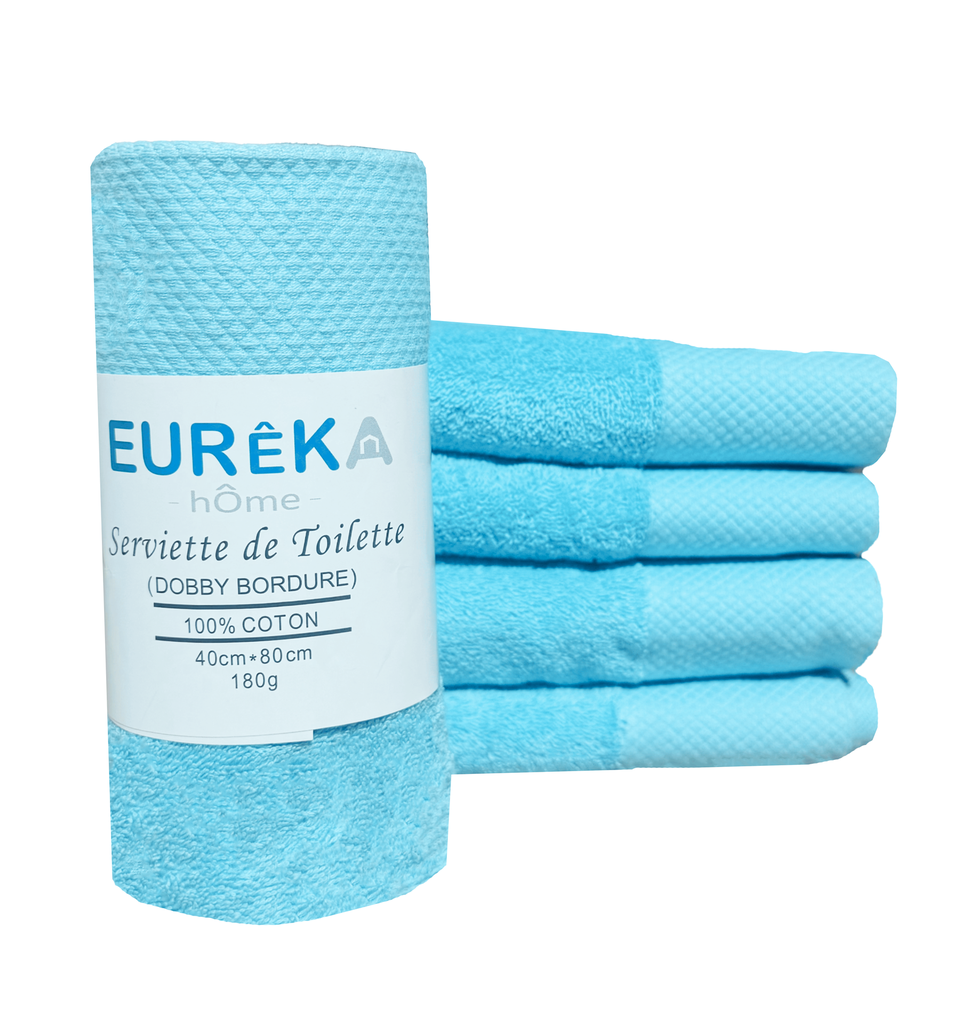 LM. BD48BC Serviette avec Bordure Dobby 40X80 180GR COL:BLEU CIEL