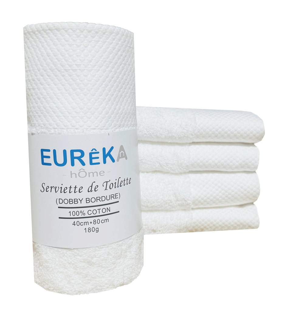 Serviette avec Bordure Dobby 40X80 180GR COL:WHITE