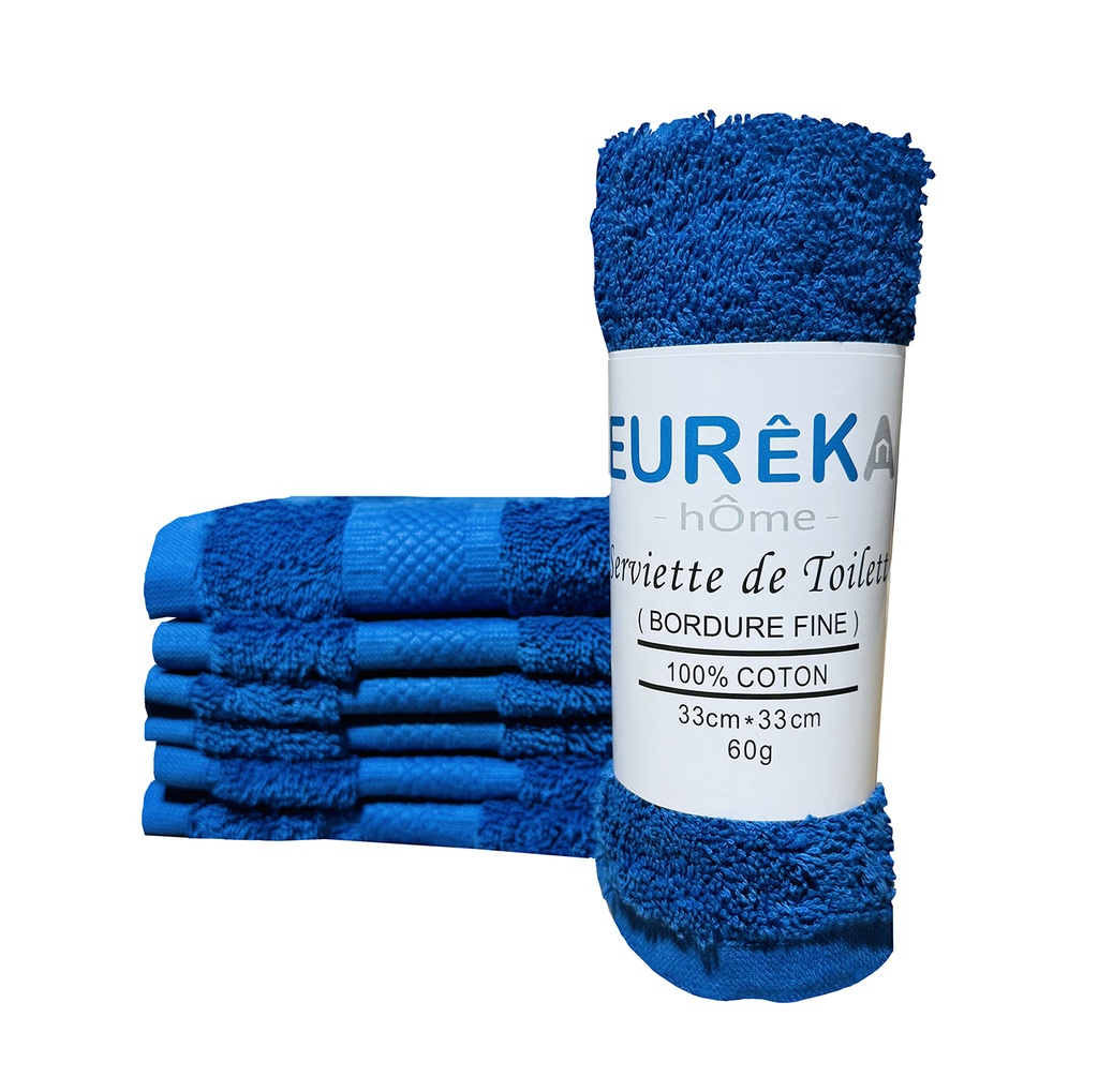 SERVIETTE DOBBY AVEC BORDURE FINE 33X33 60GR COL:BLEU MARINE