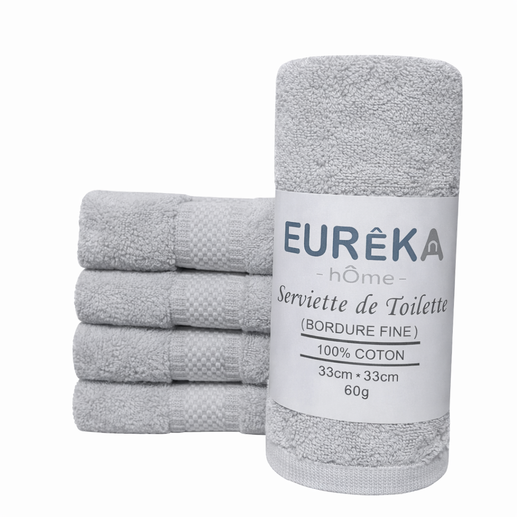 SERVIETTE DOBBY AVEC BORDURE FINE 33X33 60GR COL:GRIS