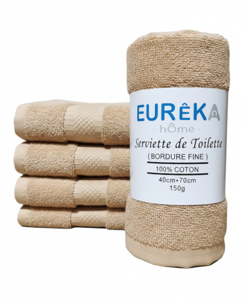 LM. BF47BG SERVIETTE DOBBY AVEC BORDURE FINE 40x70 150GR COL:BEIGE
