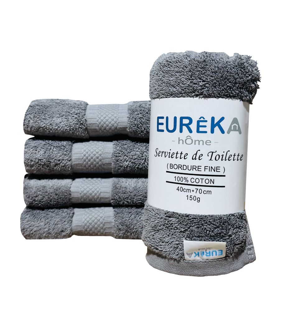 LM. BF47GR SERVIETTE DOBBY AVEC BORDURE FINE 40x70 150GR COL:GRIS