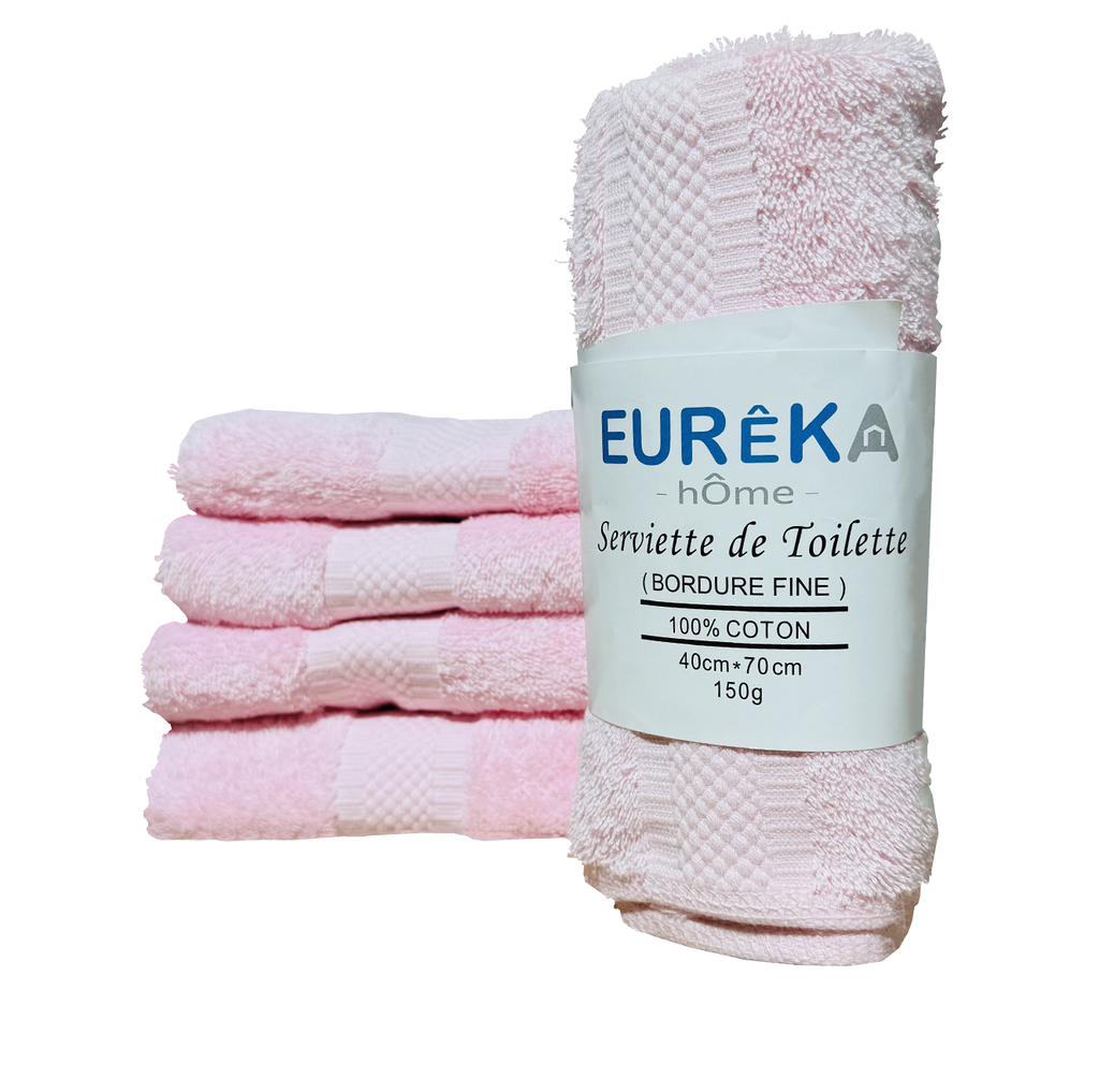 LM. BF47R SERVIETTE DOBBY AVEC BORDURE FINE 40x70 150GR COL:ROSE