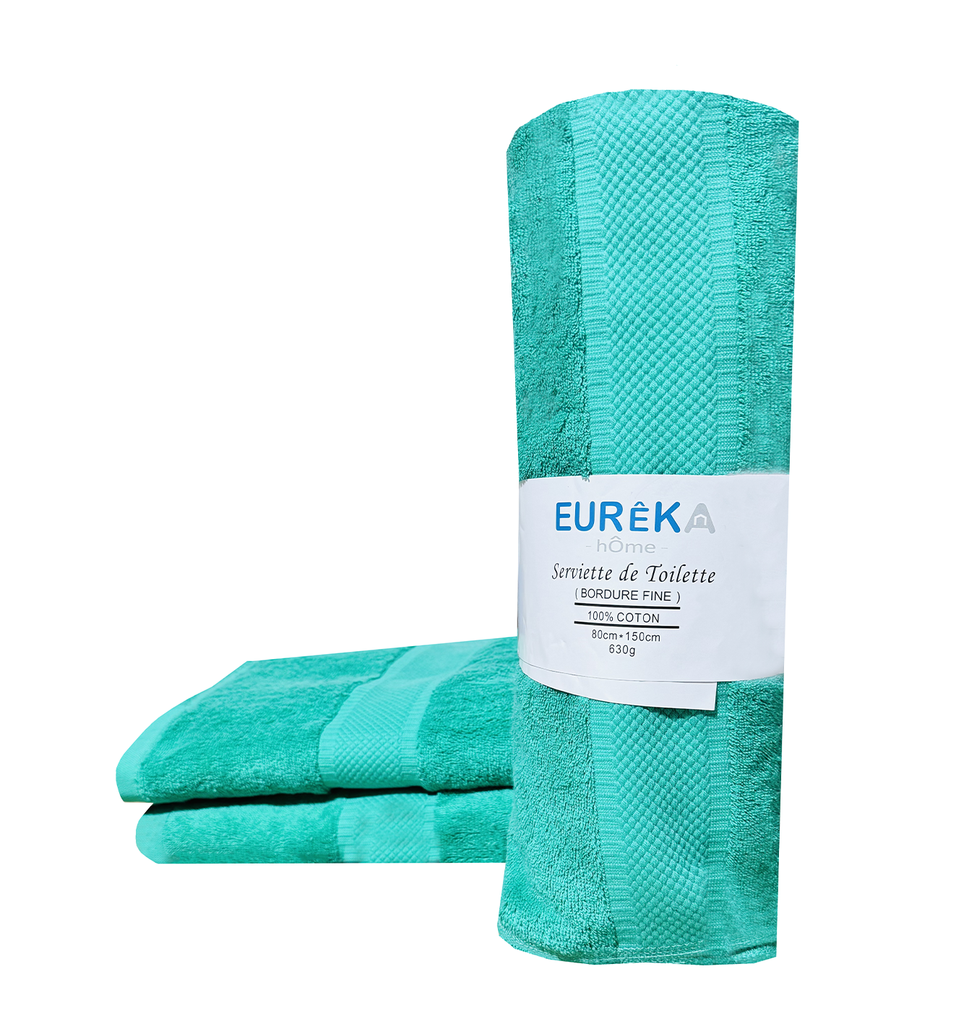 LM. BF81V GF 07/038/23SERVIETTE DOBBY AVEC BORDURE FINE 80x150 630GR COL:VERT
