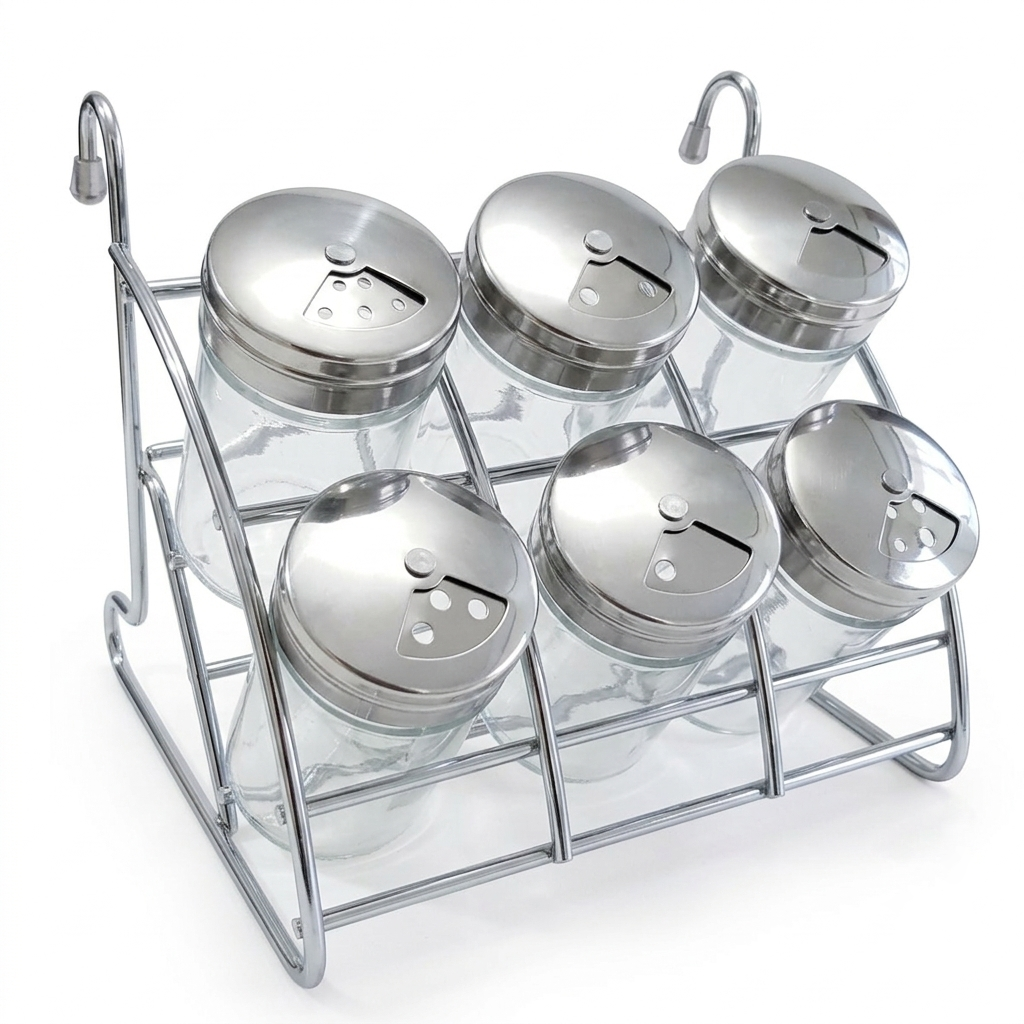 TOP PRATIC LINE-GLASS-SPICE HOLDER 7PCES. 2200/116