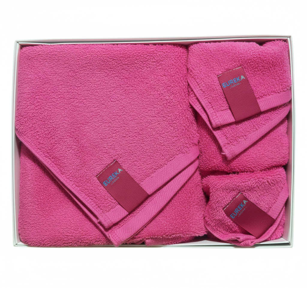 TOWEL SET COL DARK PINK