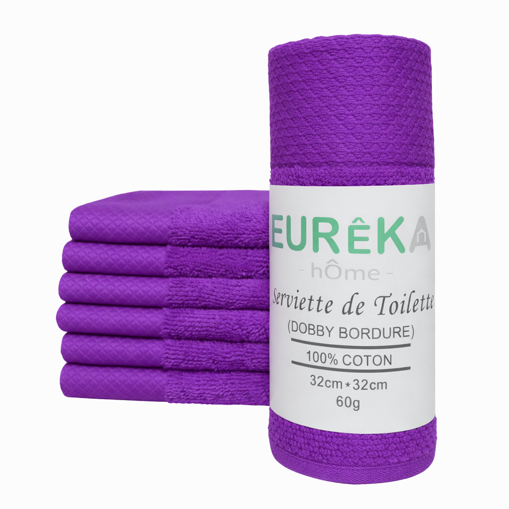 LM. BD33V Serviette avec Bordure Dobby 32X32 60GR Col: Violet