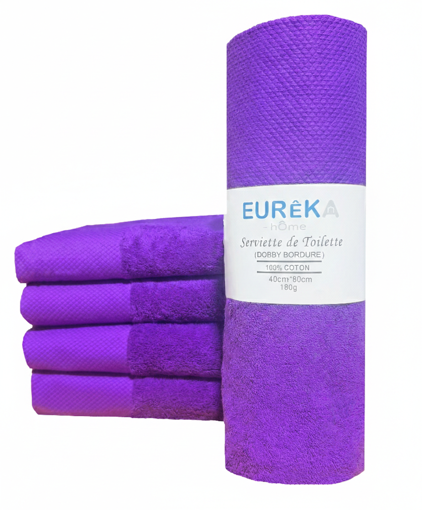 Serviette avec Bordure DOBBY 40X80 180GR COL:PURPLE