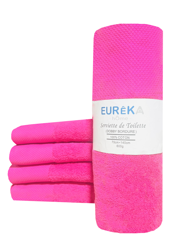 LM. BD71RF Serviette avec Bordure Dobby 70X140 600GR COL:ROSE FONCE