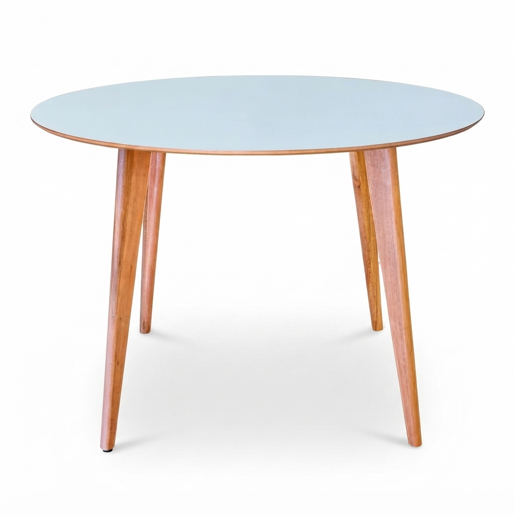 MB. ROUND DINING TABLE VENEZA WITH GLASS 0.9m OFF WHITE HIGH GLOSS CASA. 50377140