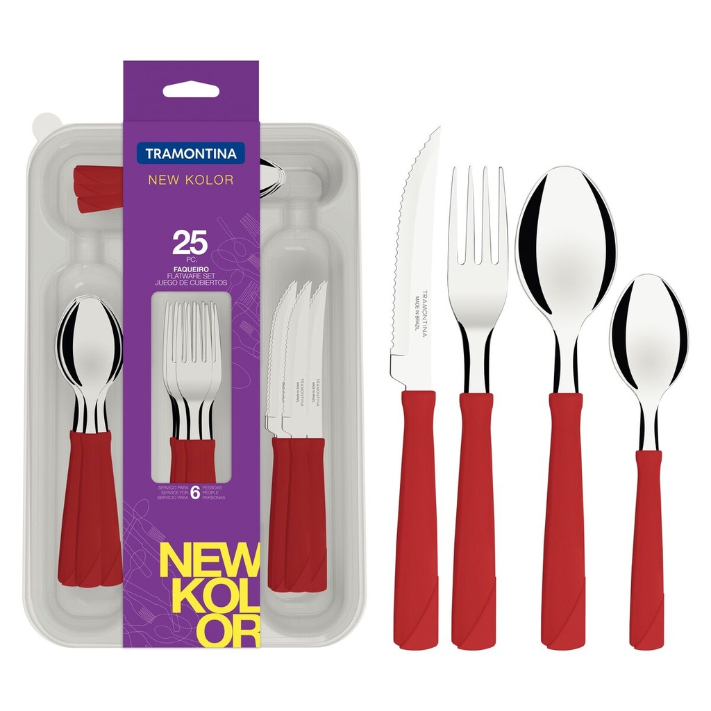 25 PCS TABLEWARE SET NEW KOLOR TRAMONTINA 23198/775