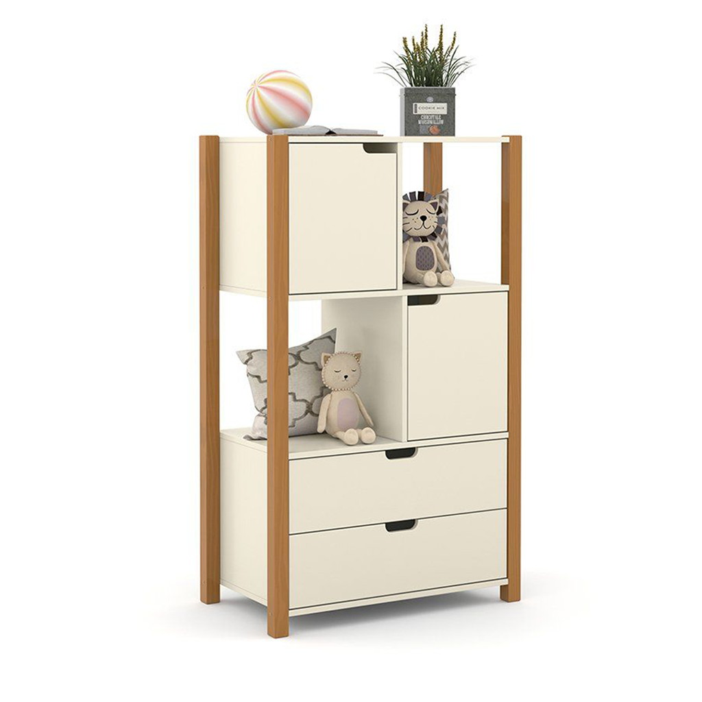 MB. ARM. ORGANIZADOR KIDS LIV LAQUEADO OFF WHITE/FREIJO MATIC. 71158