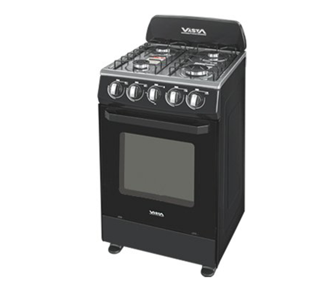 CUISINIERE A GAZ 4F 50X50 - FOUR A GAZ 60L- BLANC/NOIR VISTA. VGF4022G